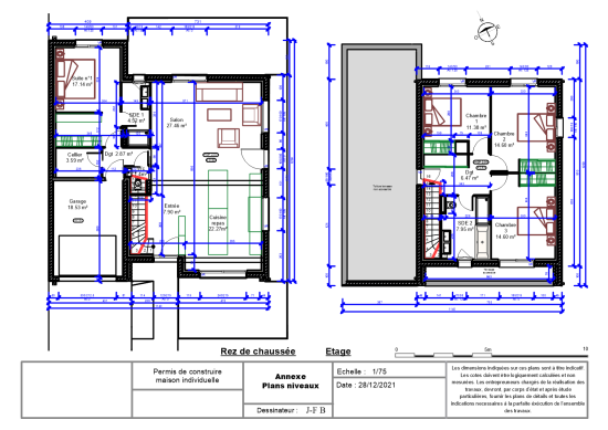 Habitation R+1 - Plan niveaux